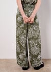 Sarasa Floral Wide Leg Trousers, Khaki, large