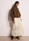 Suede Bubble Hem Batwing Jacket, Brown, large