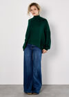 Mock Neck Oversized Soft Knit Top, Green, large