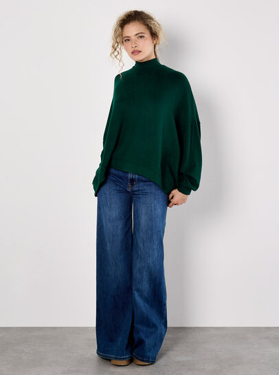 Mock Neck Oversized Soft Knit Top