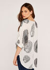 Wood Print Oversized Top, Cream, large