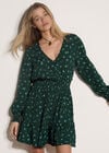 Vintage Floral Crepe Mini Dress, Green, large