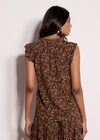 Painterly Paisley Ruffle Top, Brown, large