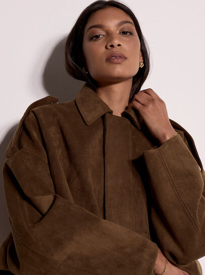 Suede Bubble Hem Batwing Jacket
