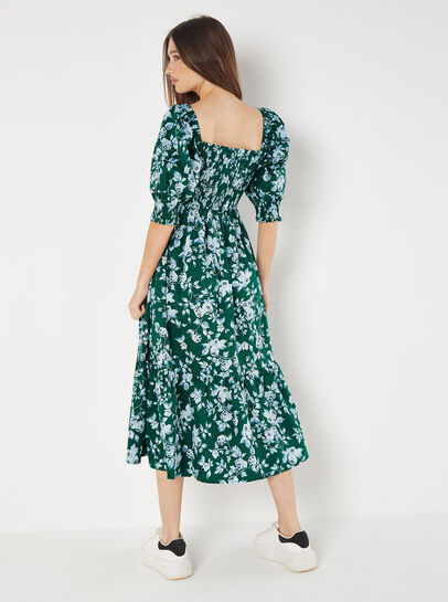 Rose Cotton Milkmaid Midaxi Dress