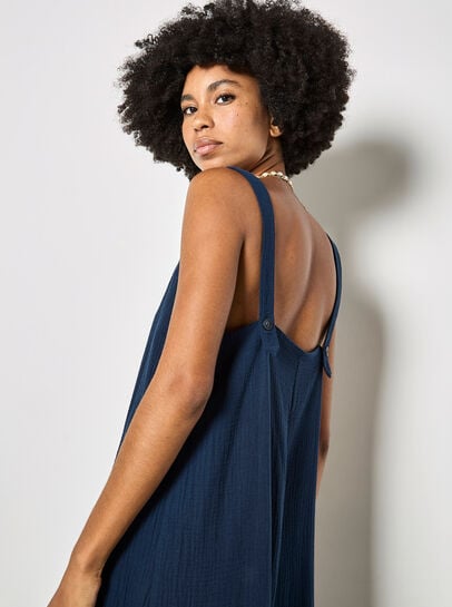 Wide-Leg Textured Cotton Jumpsuit