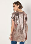 Sequin Cocoon Top, Brown, large