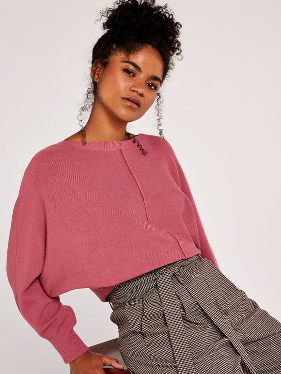 Centre Seam Jumper, Coral, large
