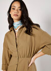 Fitted Twill Shirt Mini Dress, Stone, large