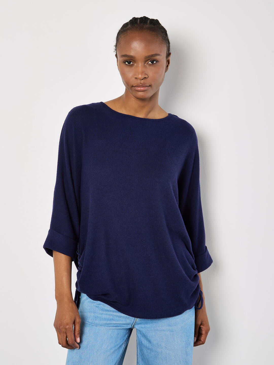 Soft Touch Drawstring Batwing Top