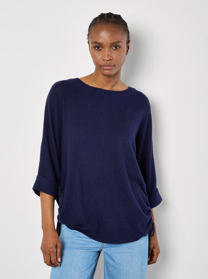 Soft Touch Drawstring Batwing Top