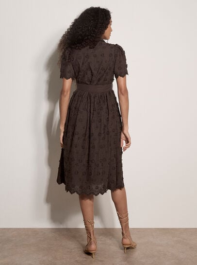 Cotton Floral Embroidered Midi Dress