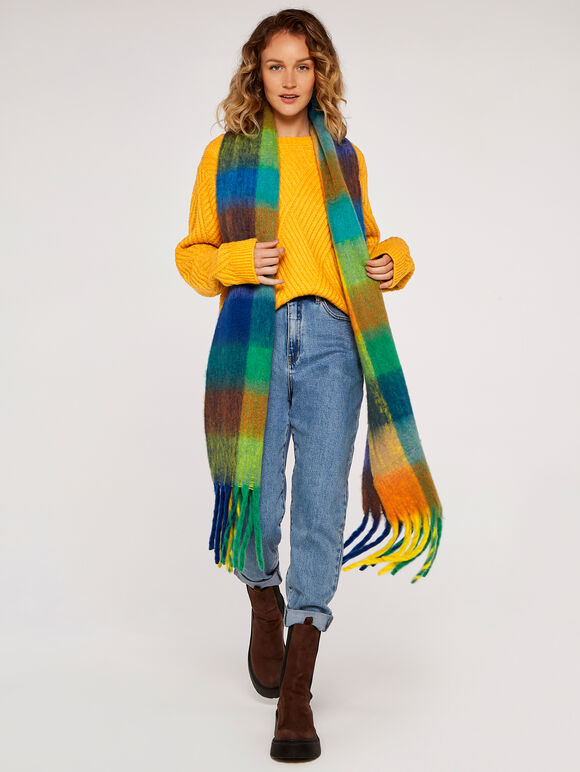 Colourblock Square Scarf, Blue, large