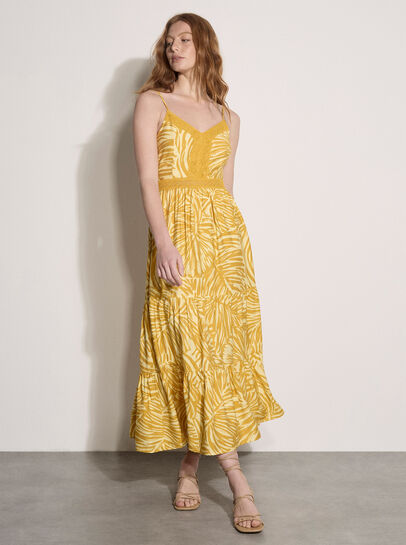 Abstract Leaf Cami Maxi Dress