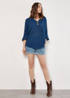 Textured Pleat Cotton Top, Blue, large