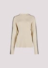 Blanket Stitch Ribbed Jumper, Stone, large