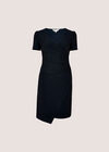 Metallic Bodycon Wrap Mini Dress, Navy, large