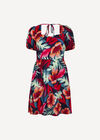 Tropical Floral Mini Dress, Fuchsia, large