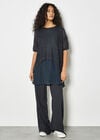 Shimmer Mesh Layered Tunic Top, Navy, large