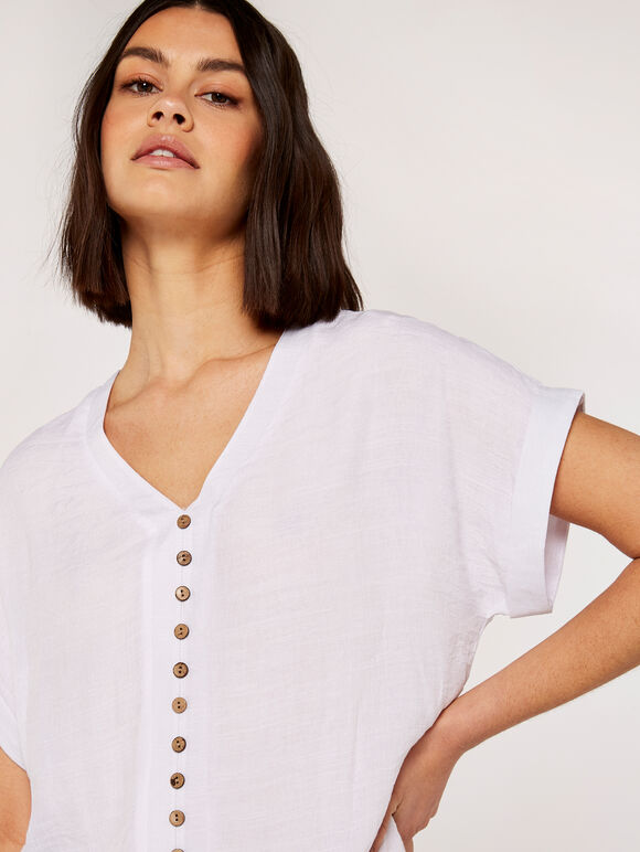 Button Down Top, Cream, large