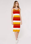 Striped Bodycon Midi Dress, Orange, large