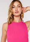 Ribbed Racer Midi Dress, Pink, large