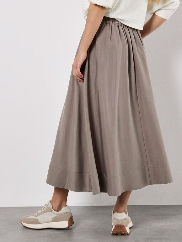 Soft Woven A-Line Midaxi Skirt, Grey, large