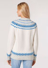 Fair-Isle-Pullover mit Edelsteinverzierung, Creme, groß