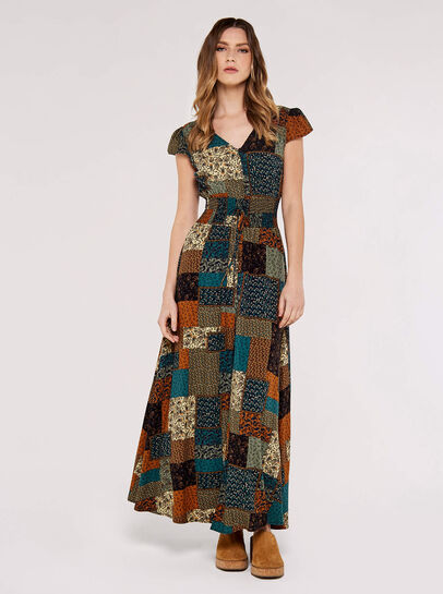 Patchwork Smocked Maxi Dress