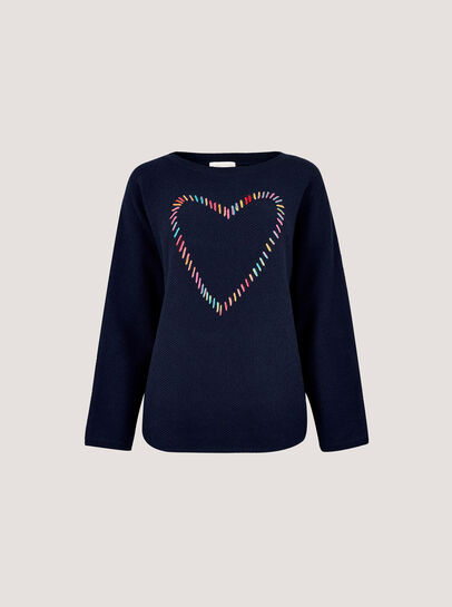 Colourful Stitched Heart Jumper