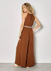 Cotton Blend Wide-Leg Jumpsuit, Rust, large