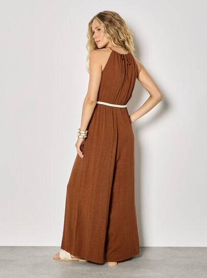 Cotton Blend Wide-Leg Jumpsuit