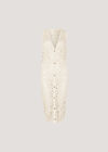 Crochet Longline Sleeveless Cardigan, Stone, large