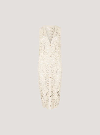 Crochet Longline Sleeveless Cardigan