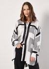 Graphic Squares Oversized Satin Shirt, Cream, large