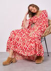 Ikat Swirls Maxi Dress, Red, large