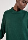 Textured Cable Knit Cocoon Jumper Mini Dress, Green, large