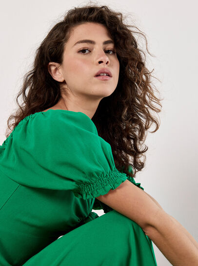 Tie Detail Milkmaid Midaxi Dress