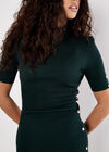 Ribbed Knit Button Embellished Mini Dress, Green, large