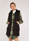 Hooded Zip Puffer Gilet, Black, large