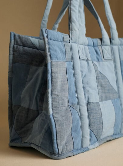 Cotton Denim Patchwork Tote Bag