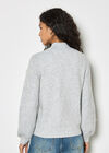 Pearl Bow Embellished Jumper, Grey, large