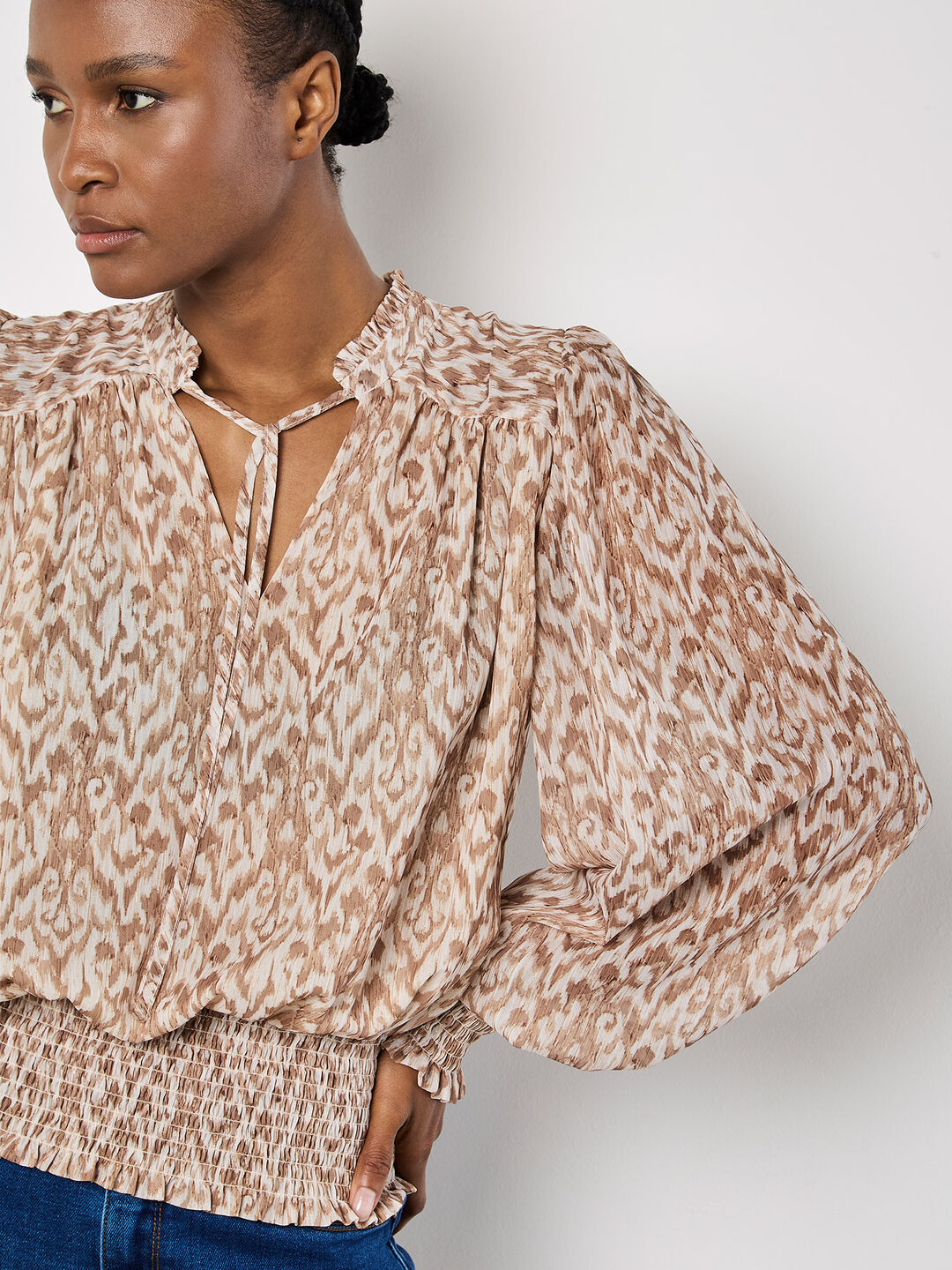 Ikat Swirl Shimmer Chiffon Top