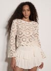 Boho Floral Cotton Crochet Top, Stone, large
