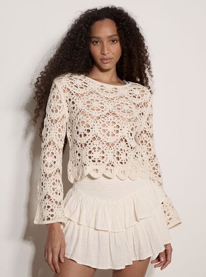 Boho Floral Cotton Crochet Top