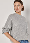 Embroidered Heart Jumper, Grey, large