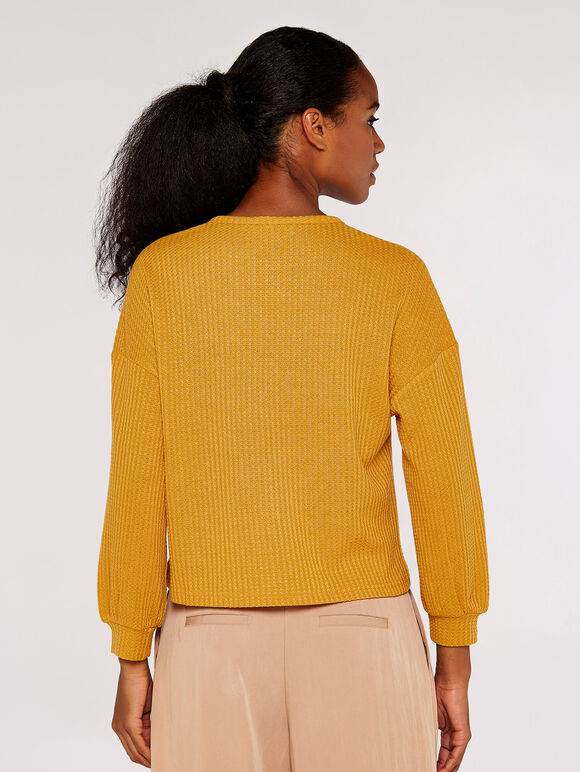 Waffle Boxy Jumper, Mustard, large