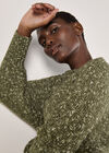 Flecked Knit Chunky Jumper, Khaki, large