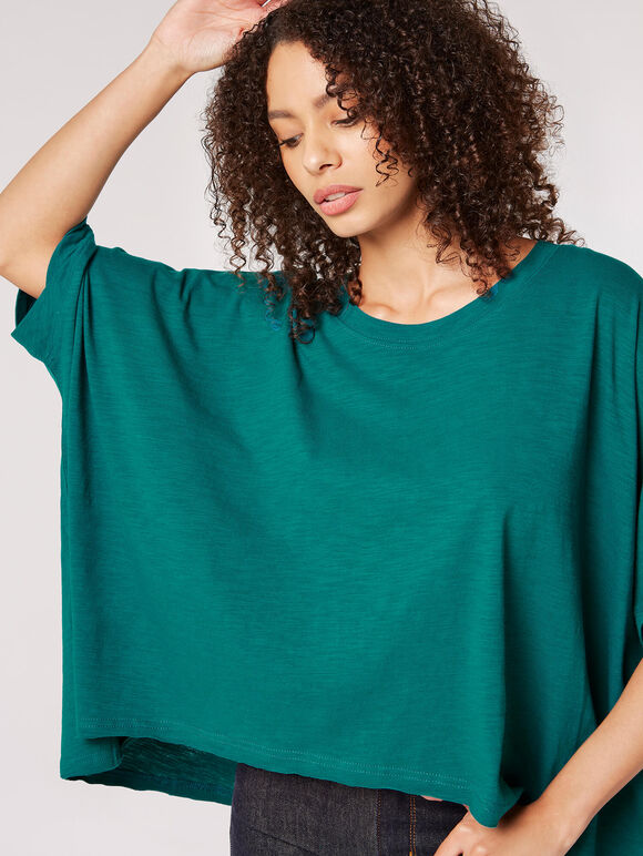 Cotton Jersey Waterfall T-Shirt, Green, large