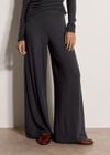 Soft-Touch Wide-Leg Trousers, Dark Grey/Charcoal, large